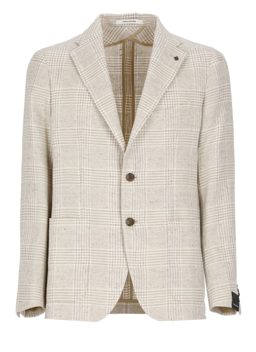 Tagliatore Beige Check Pattern Jacket