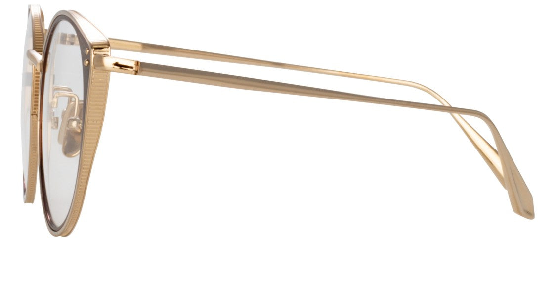 Linda Farrow Lfl Rounded Titanium Eyeglasses With Cat-Eye Accents