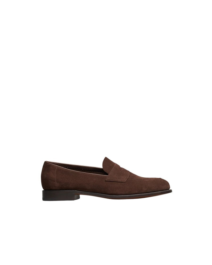 Edward Green Hand-Stitched Brown Suede College Loafer