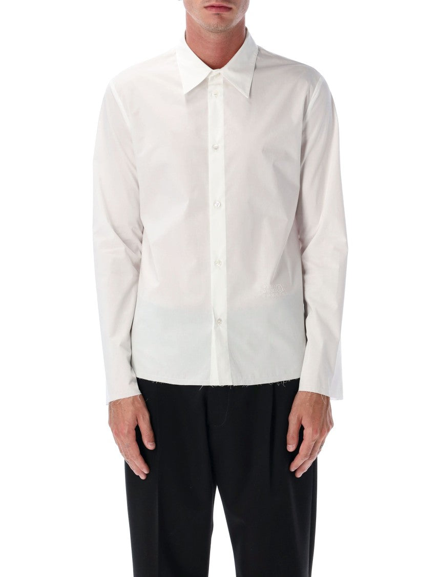 Mm6 By Maison Margiela White Cotton Shirt With Raw Hem
