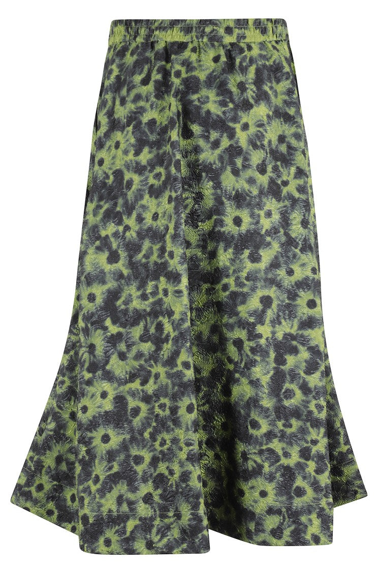 Essentiel Antwerp Trapeze Midi Skirt In Floral Jacquard Fabric