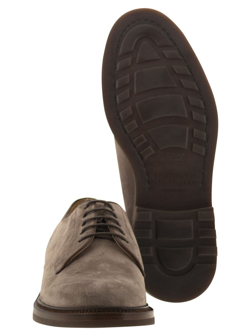 Brunello Cucinelli Timeless Suede Derby Shoes