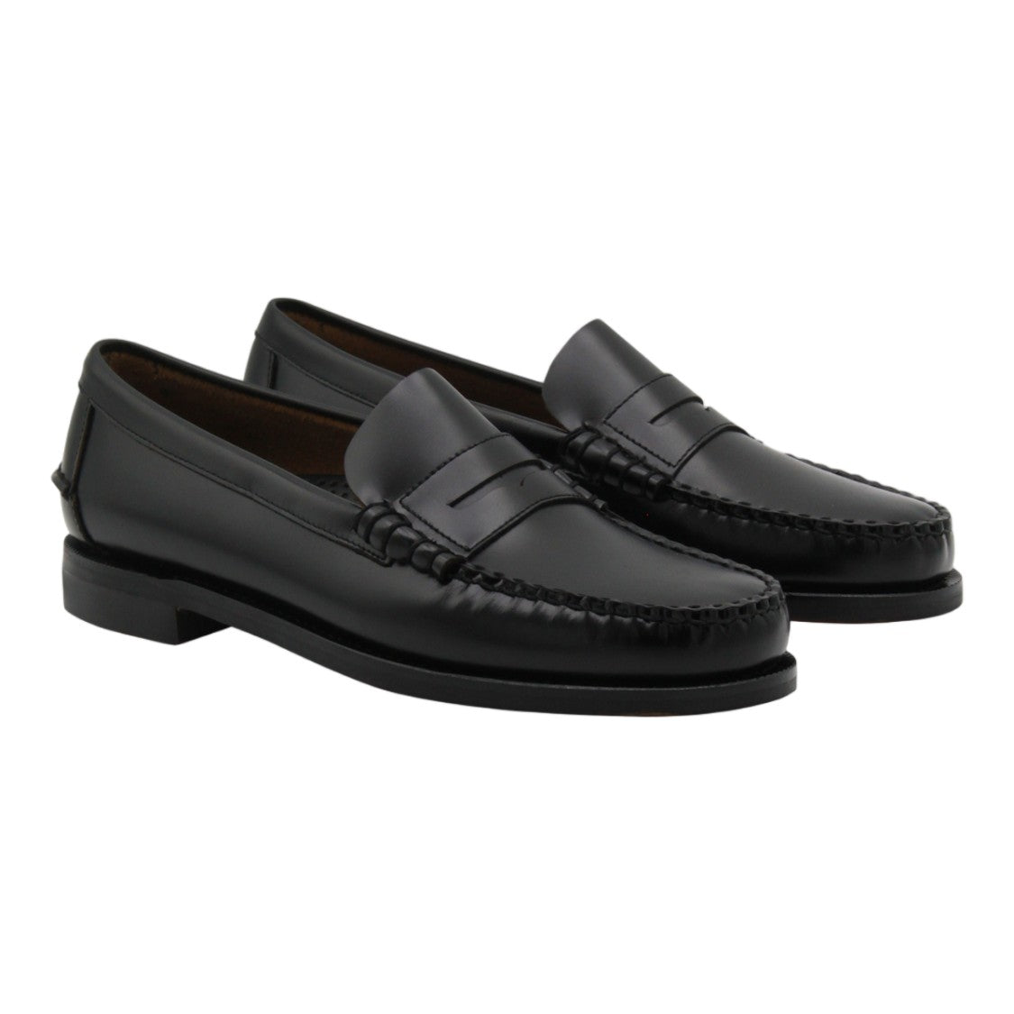 Sebago Polished Leather Moccasin-Style Flat Shoes