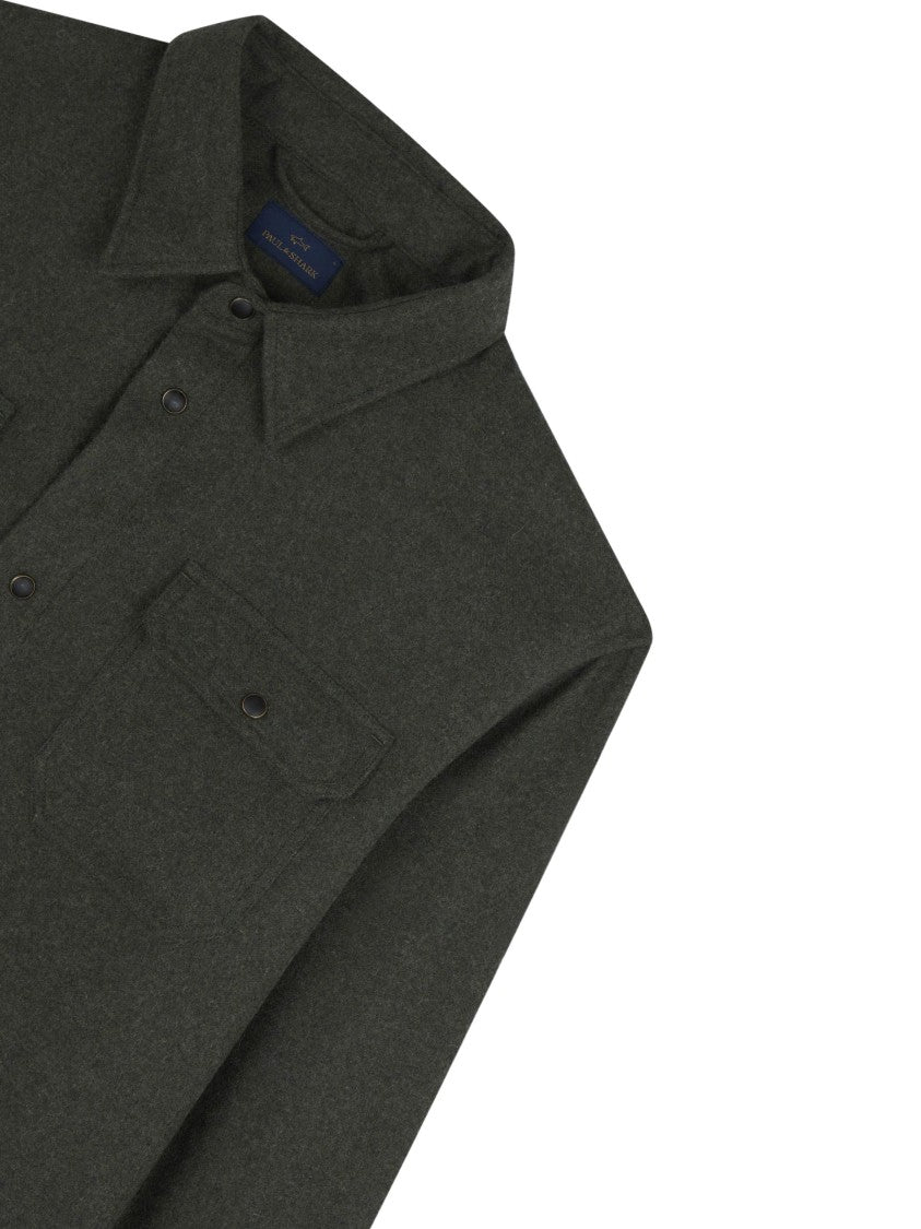 Paul & Shark Boxy Silhouette Wool Blend Jacket With Classic Collar And Flap Pockets