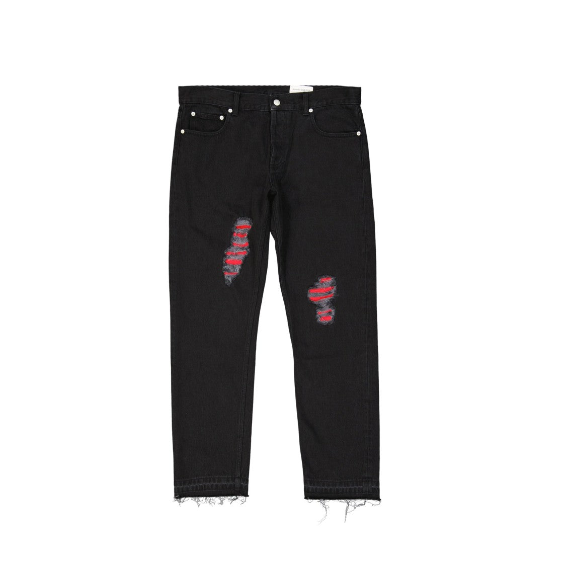 Alexander Mcqueen Distressed Black Cotton Denim Jeans