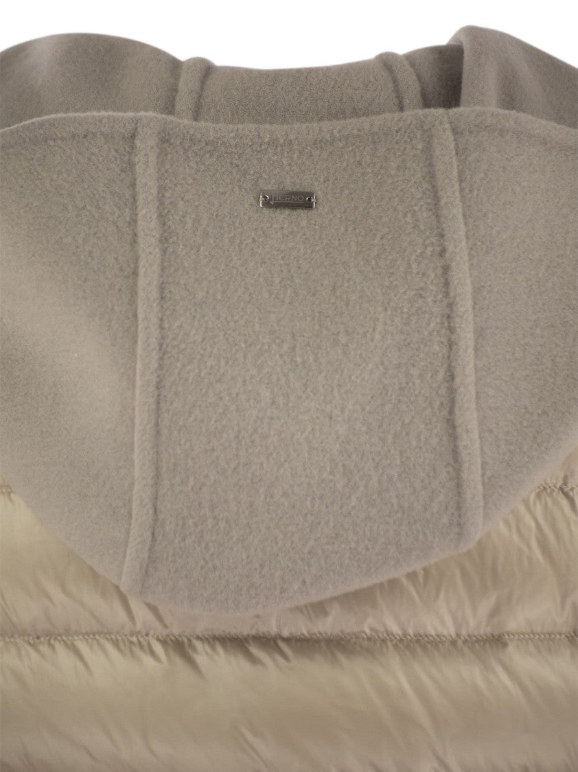 Herno Sleeveless Coat With Hood And Concealed Buttons