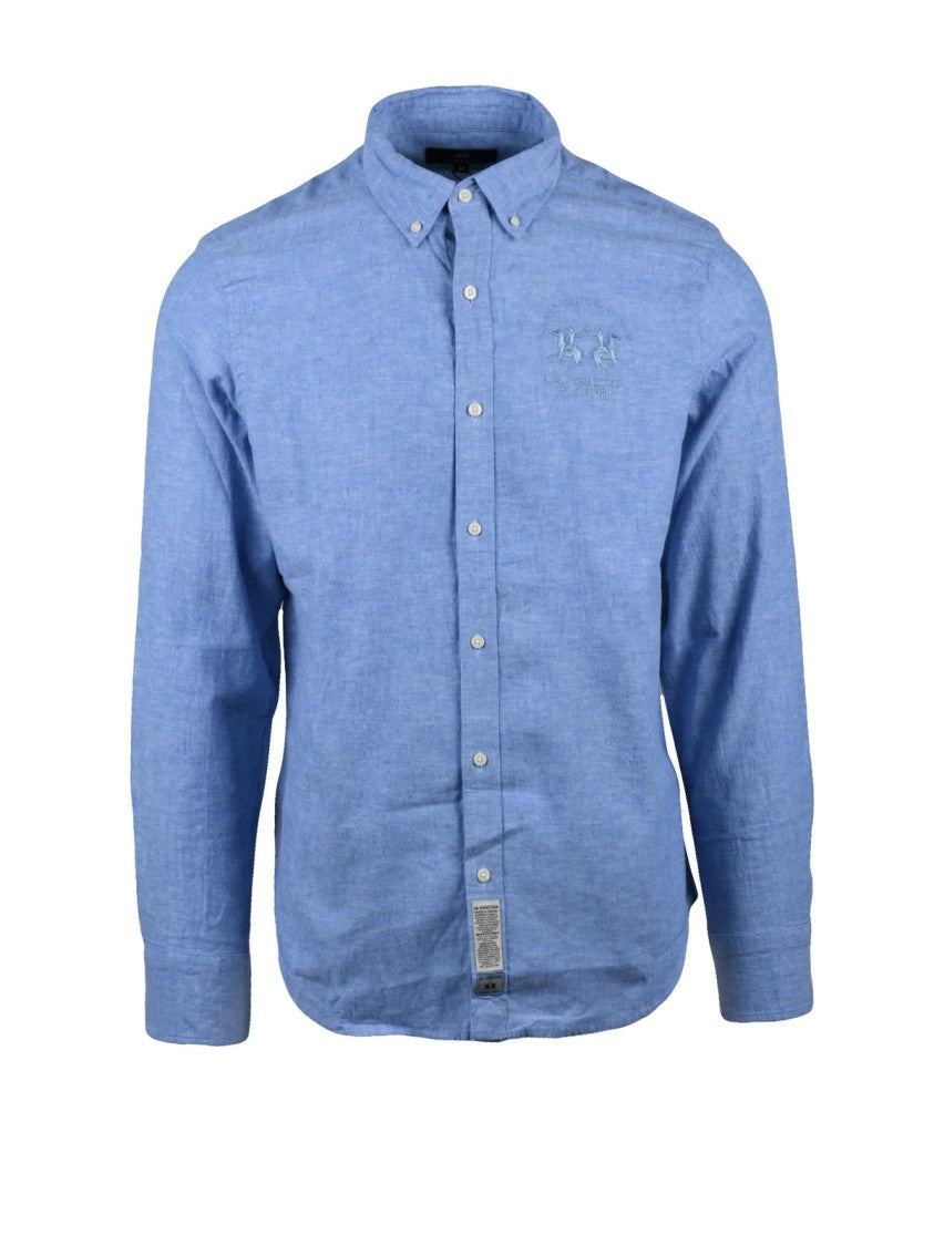La Martina Light Blue Cotton Linen Shirt