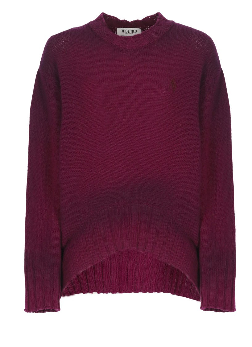 The Attico Burgundy Wool Sweater With Contrasting Logo