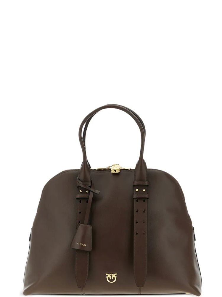 Pinko Bowling Bag In Vitello Morbido With Buckle Accents