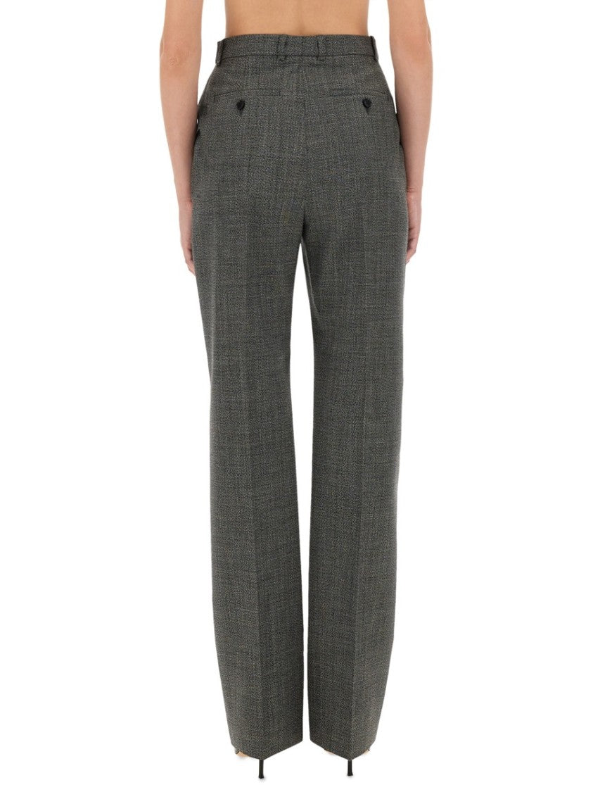 Alexander Mcqueen Straight-Leg Tailored Pants With Subtle Check Pattern