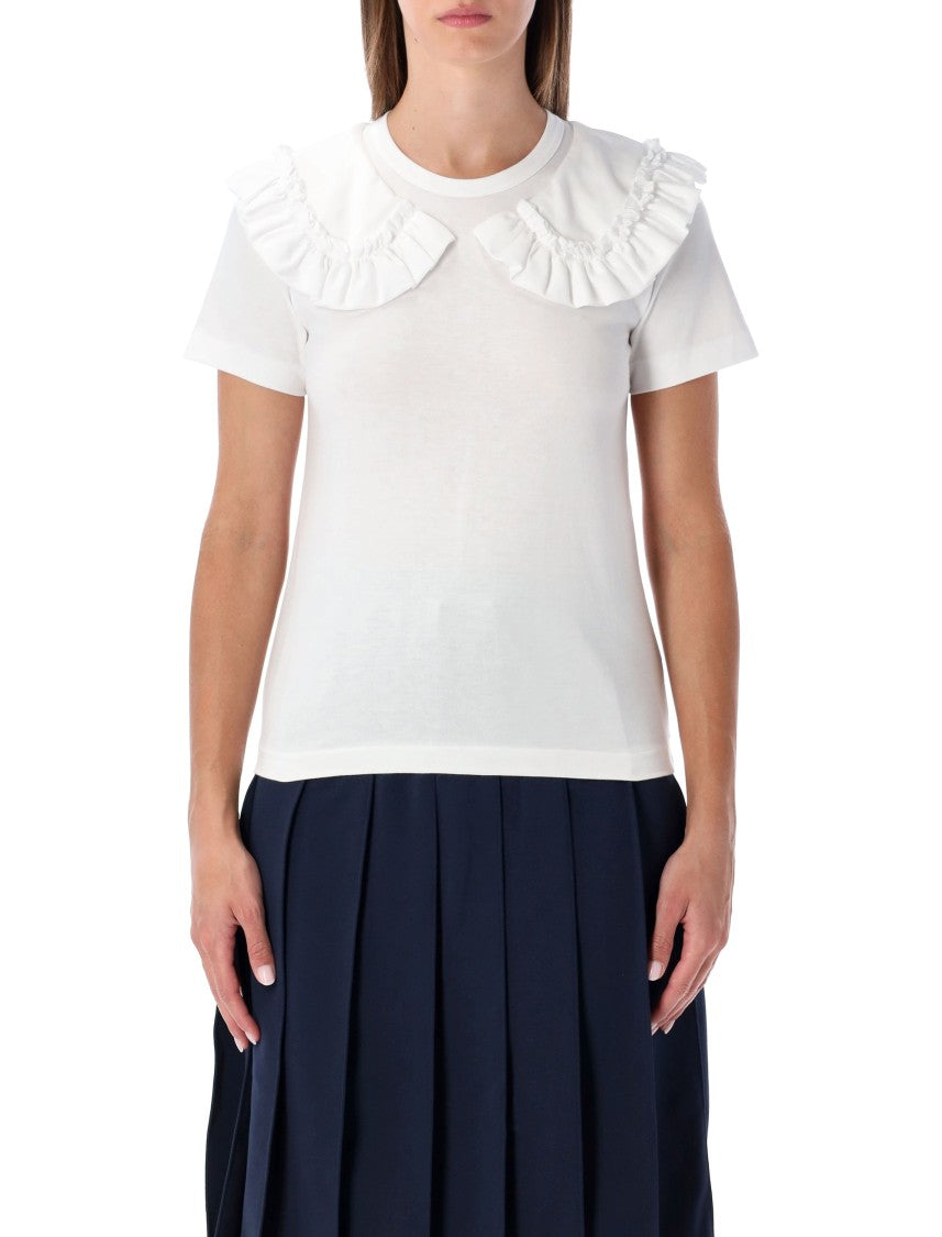 Comme Des Garçons Cotton T-Shirt With Romantic Ruffled Collar