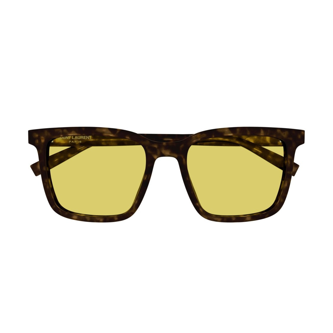 Saint Laurent Square Frame Sunglasses In Tortoiseshell With Yellow Lenses
