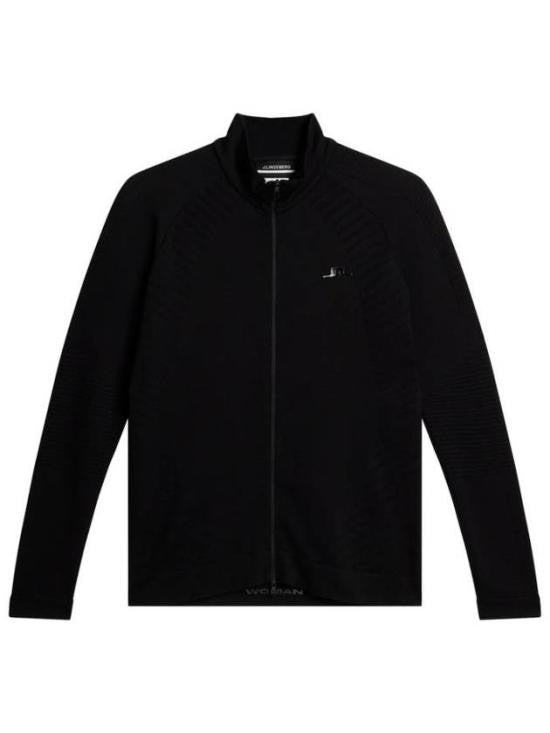 J Lindeberg Fitted Black Polyamide Jacket With High Collar And Sleek Design