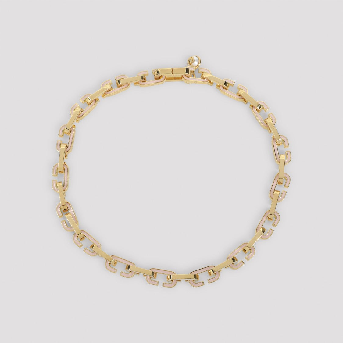 Casablanca Interlocking Rectangular Link Brass Necklace With Polished Finish