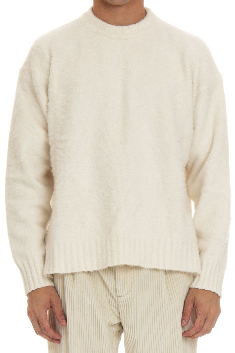 Roberto Collina Oversized Cotton Crewneck Sweater With Side Slits
