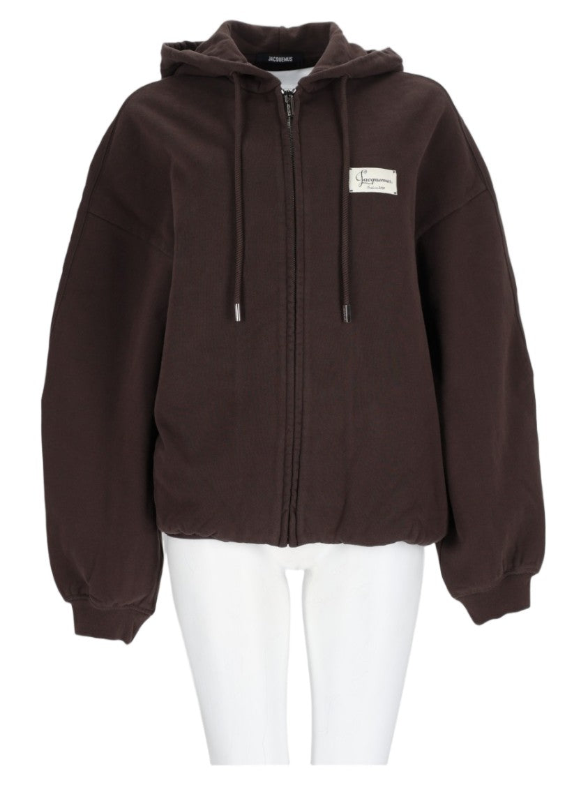 Jacquemus Brown Zip-Up Cotton Hoodie