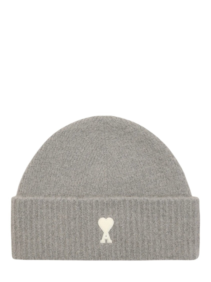 Ami Paris Quota Ami De Coeur Ribbed Beanie