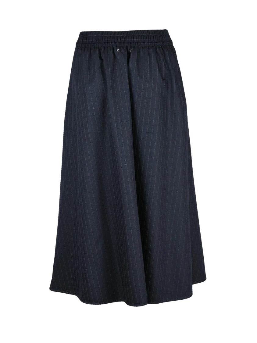 Golden Goose Blue Pleated Virgin Wool Circle Skirt