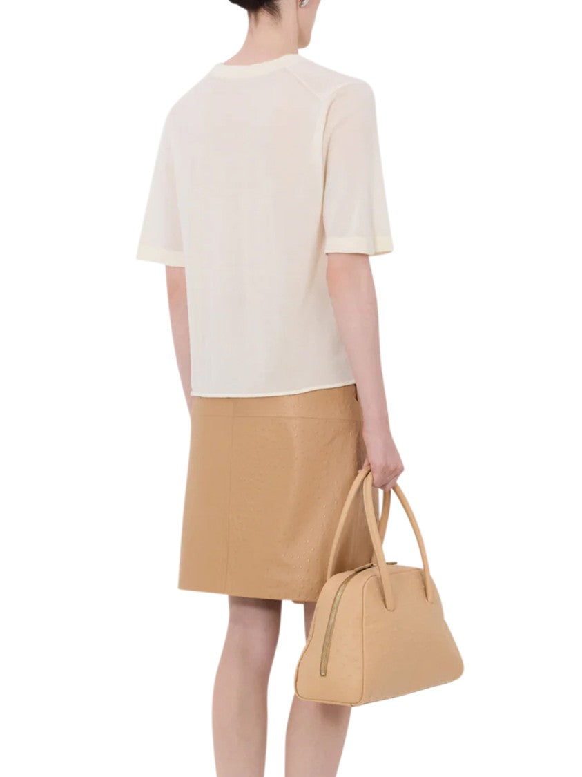 Loulou De Saison Cropped Short-Sleeved Cashmere Top With Round Neckline