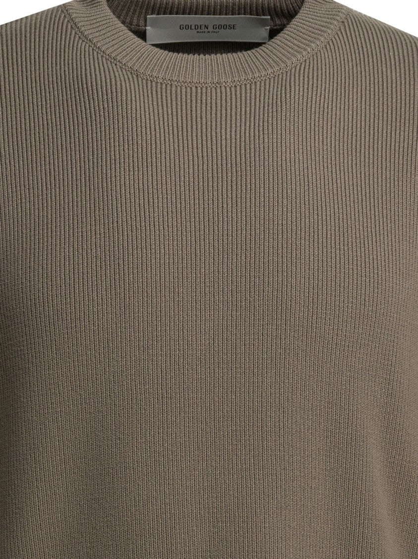 Golden Goose Ribbed Brown Knitwear With Crew Neckline