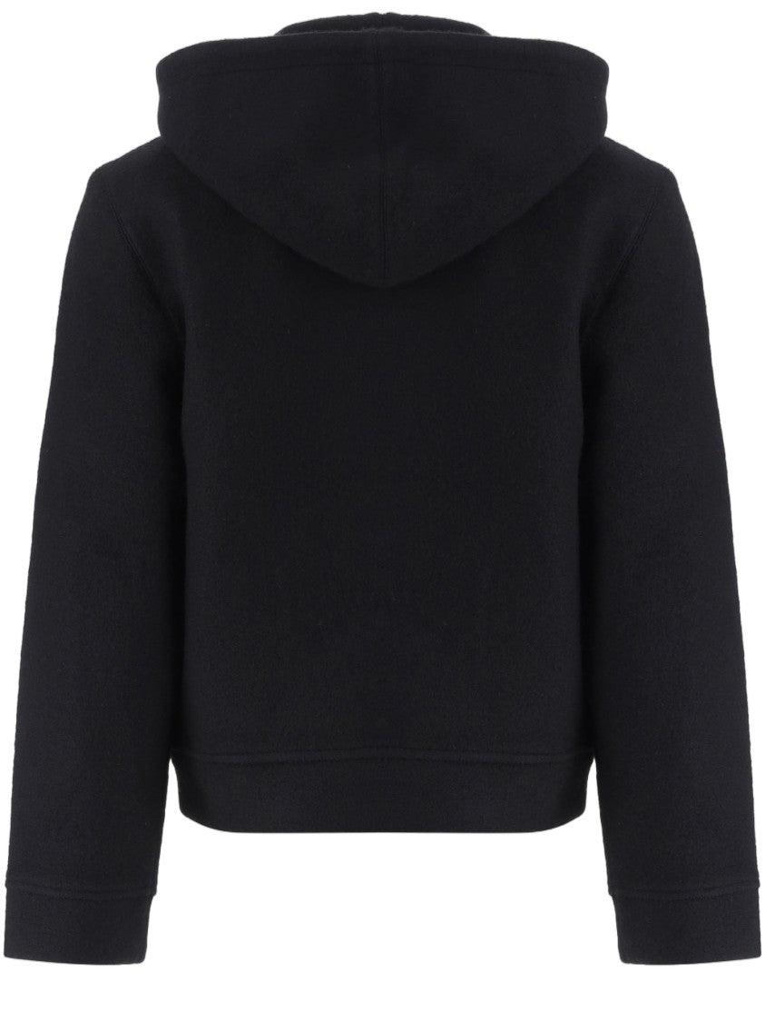 Emporio Armani Textured Cropped Hooded Zip-Up Jacket