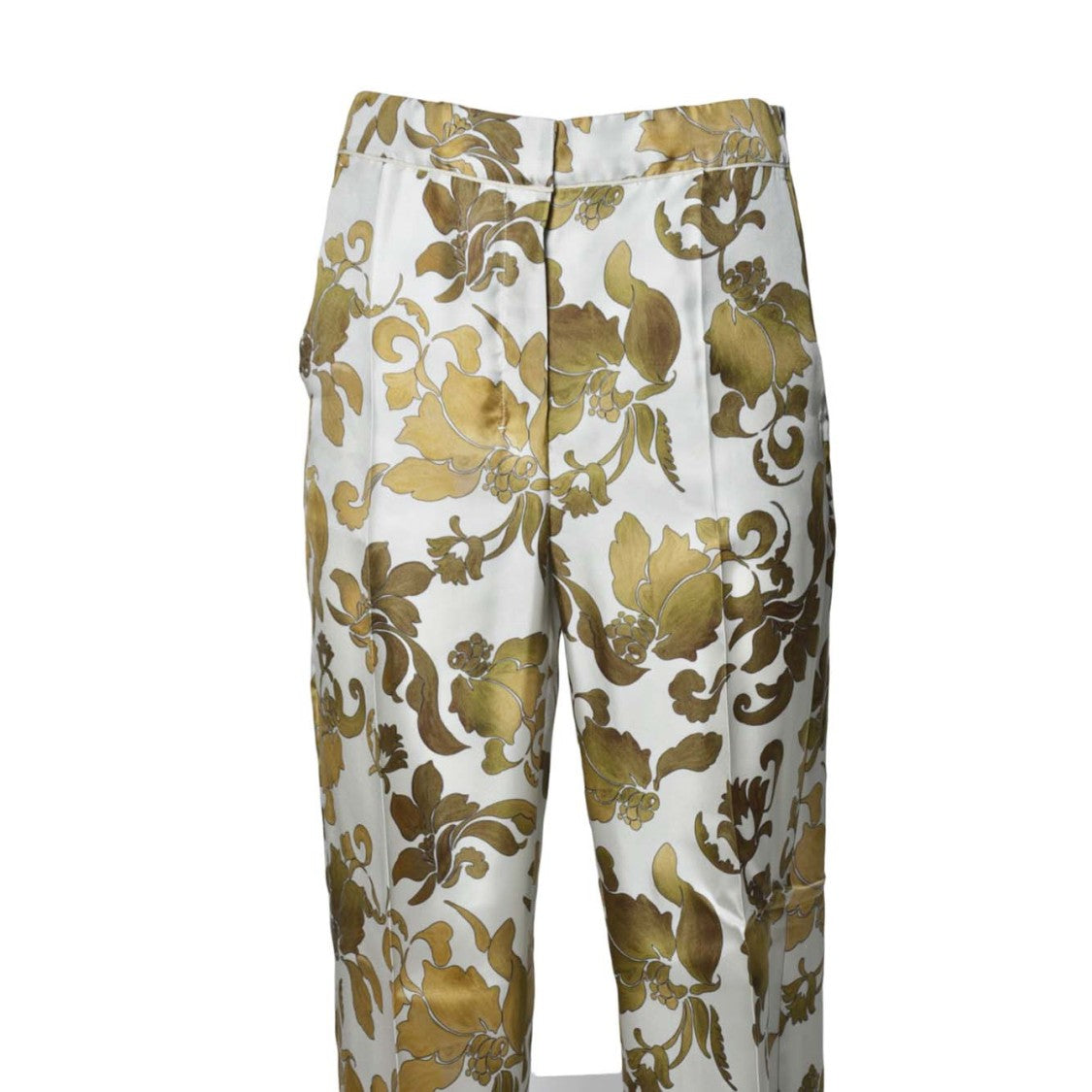 Max Mara Leda Trousers In Gold Printed Silk