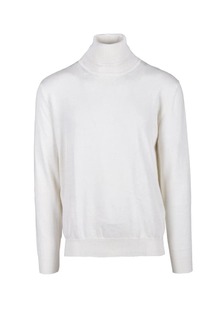 Hammond White High-Neck Cotton-Blend Sweater