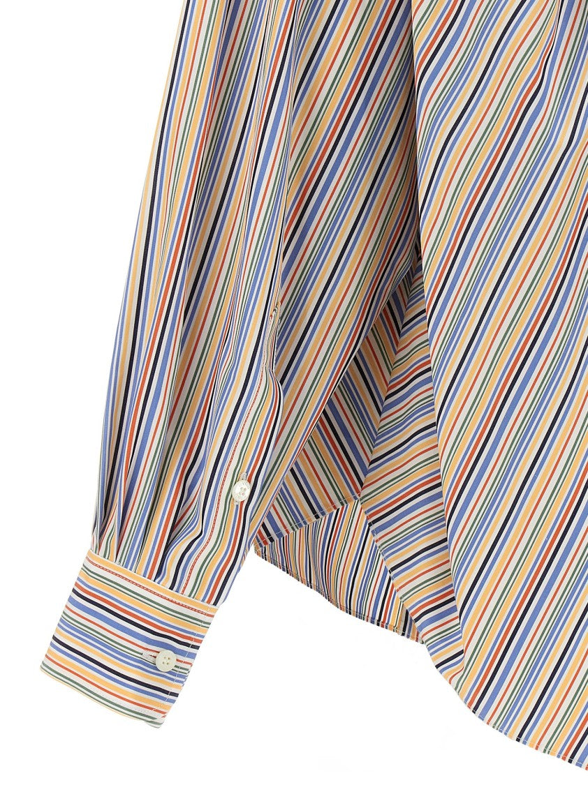 Etro Striped Cotton Shirt With High Collar