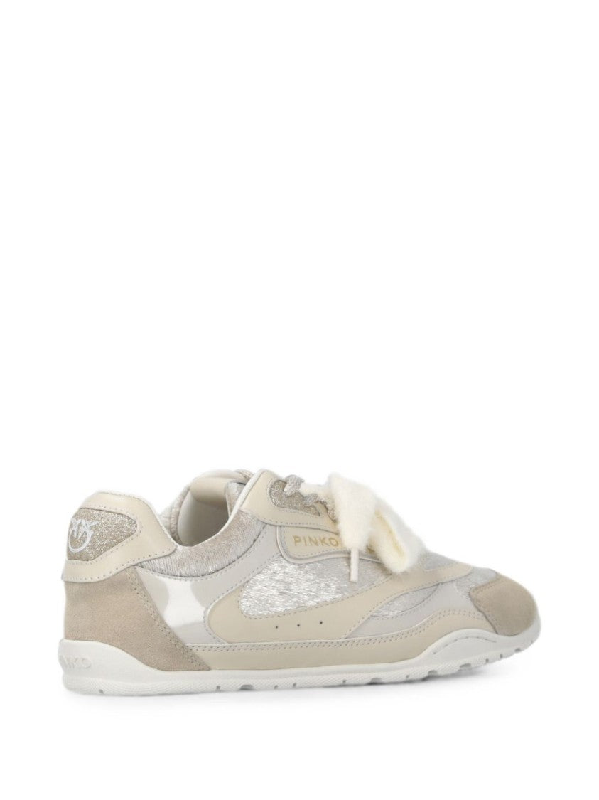 Pinko Textured Plush Bow Detail Sneakers