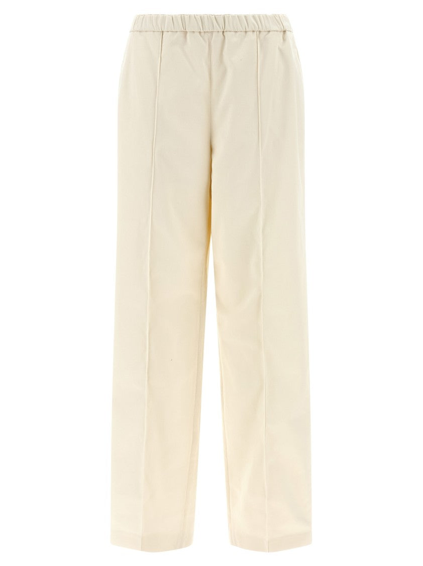 Fabiana Filippi Cotton Gabardine Trousers With Central Stitching And Diamond Detail