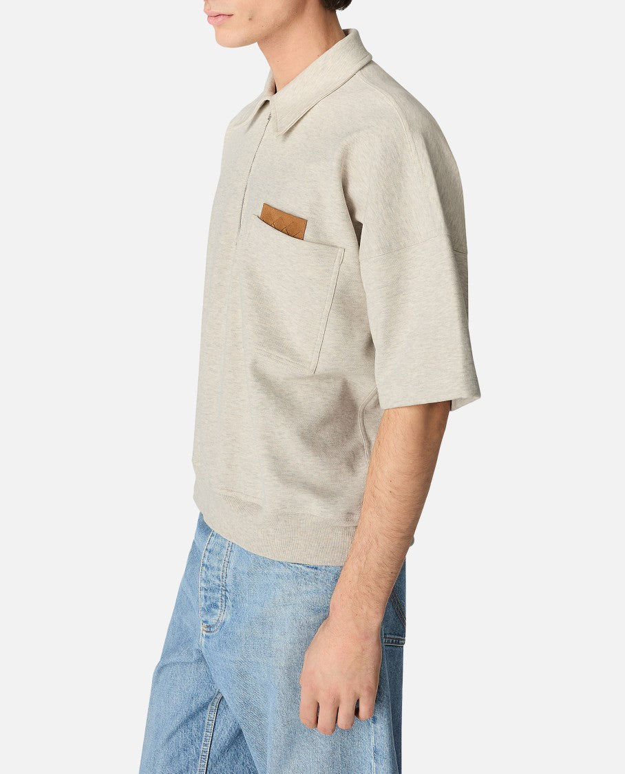Bottega Veneta Double Cotton Melange Polo With Zip Closure
