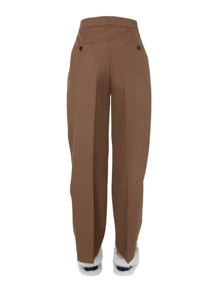 Marni High-Waisted Brown Virgin Wool Trousers