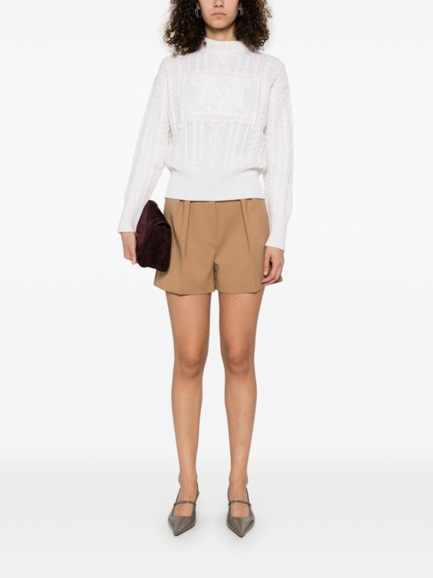 Max Mara Textured Cable Knit Sweater With Prominent Logo Detail