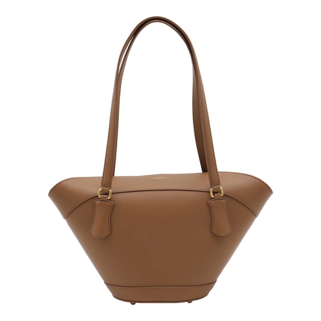 Dolce & Gabbana Trapezoidal Brown Leather Bag With Gold-Tone Hardware