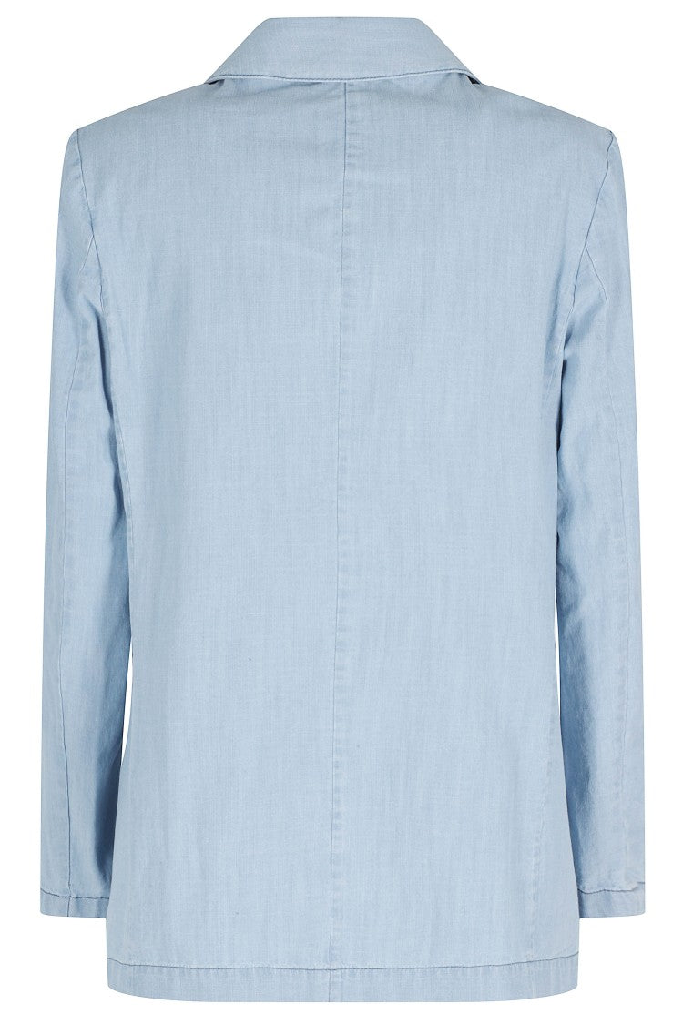 Myths Light Blue Double-Breasted Denim Cotton Blazer