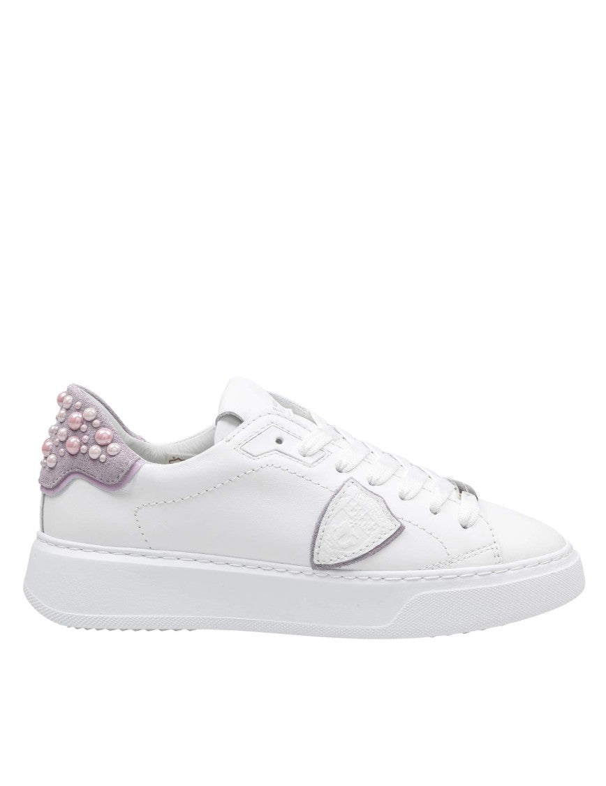 Philippe Model Temple Leather Sneakers With Applied Stones