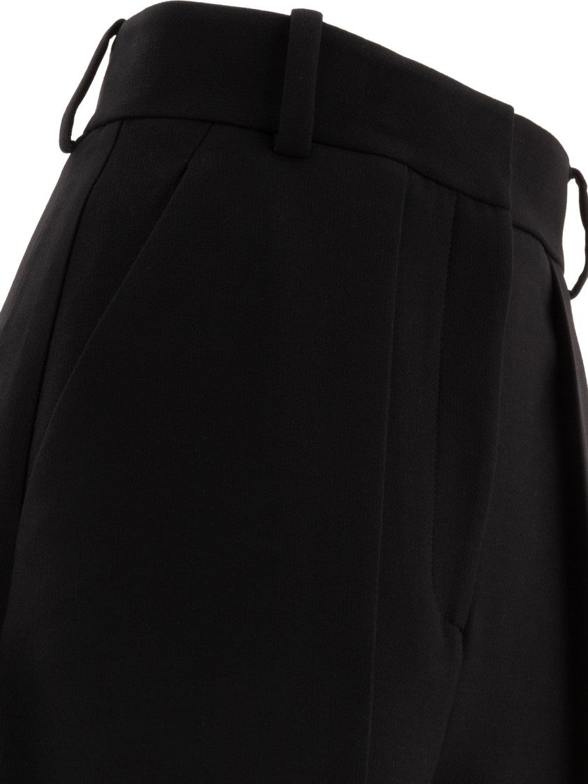 Khaite High-Waist Wide-Leg Pants With Pleated Detailing