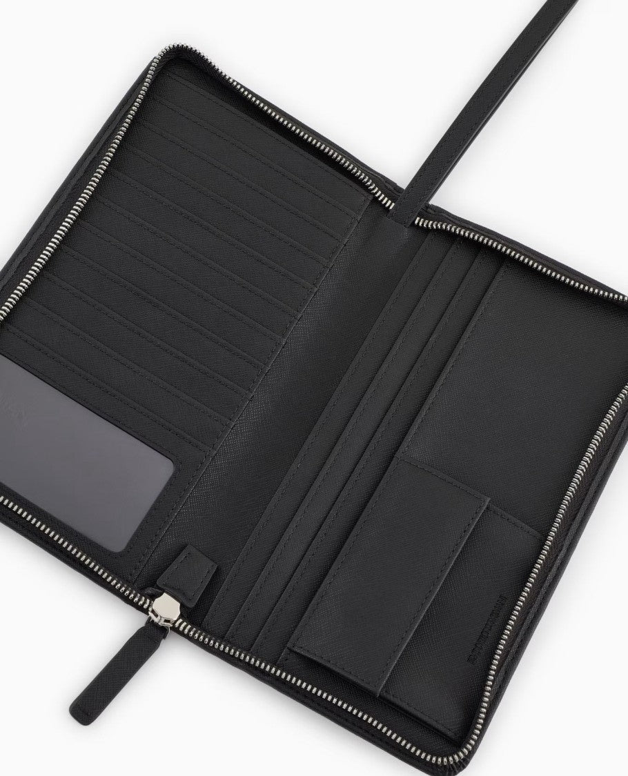Emporio Armani Black Polyurethane Organizer