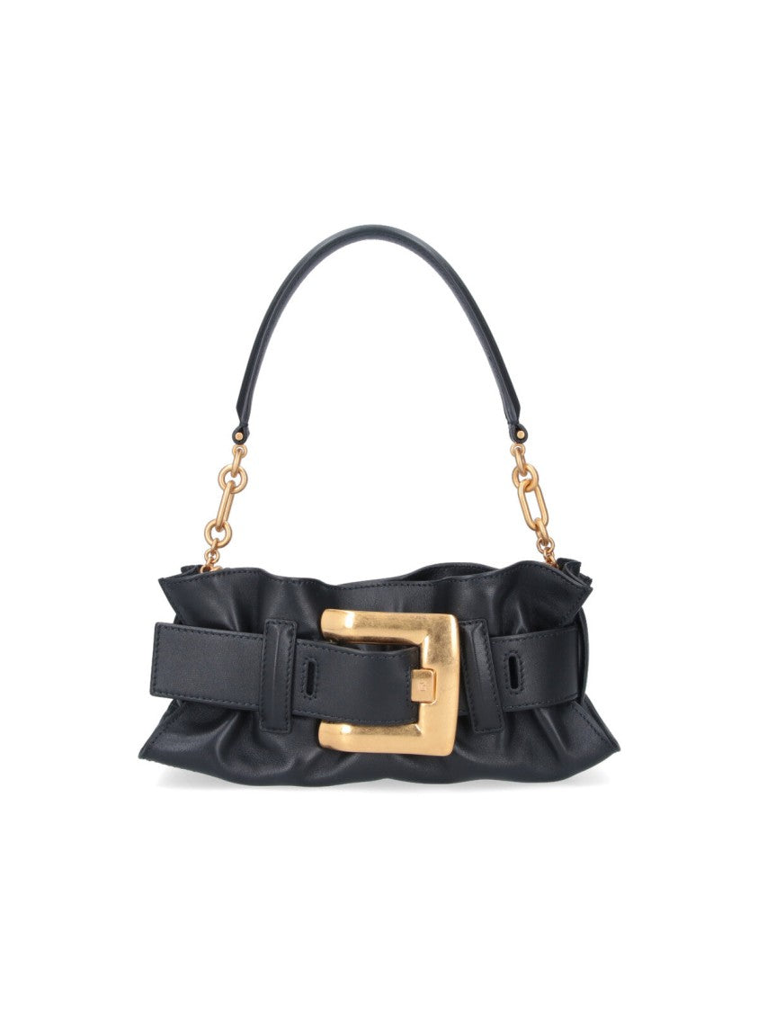 Balmain Black Anthem Mini Handbag Gold-Tone Buckle