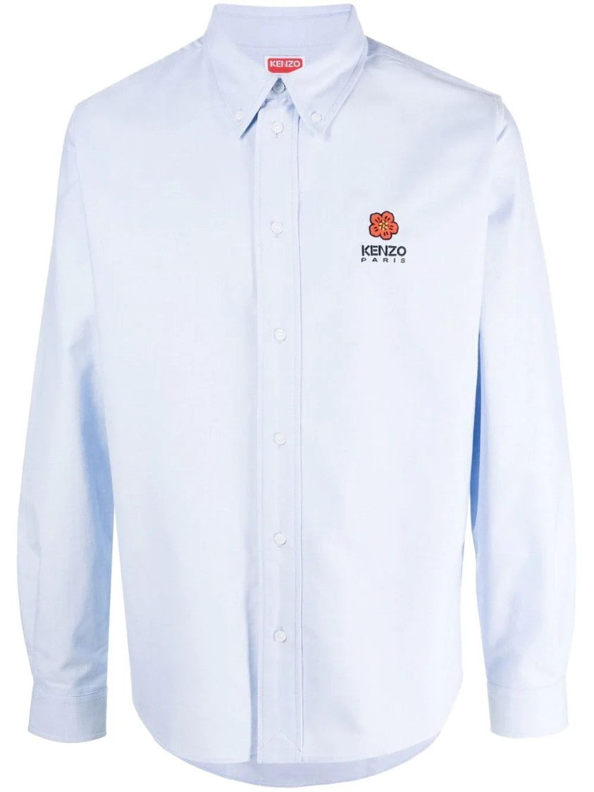 Kenzo Long-Sleeve Button-Up Shirt With Classic Collar And Embroidered Logo