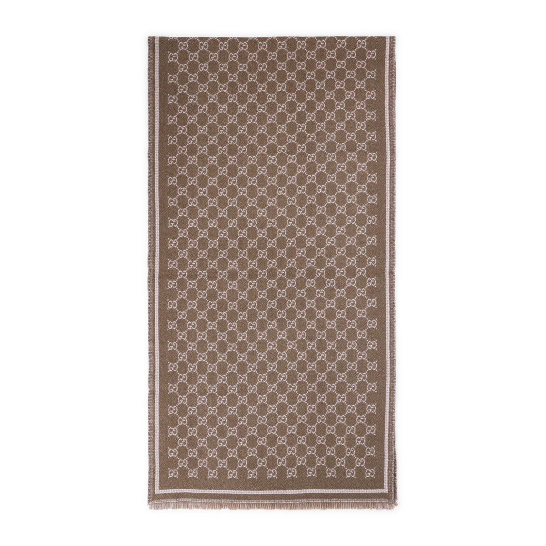 Gucci Double-G Pattern Rectangular Scarf With Fringed Edges