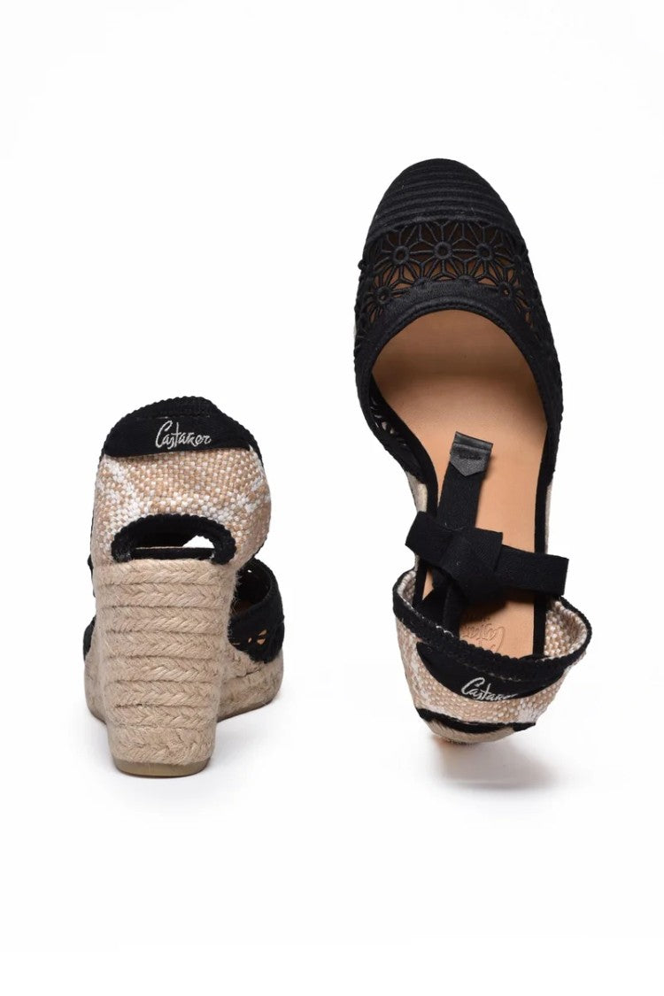 Castañer Black Rope Heel Canvas Espadrilles