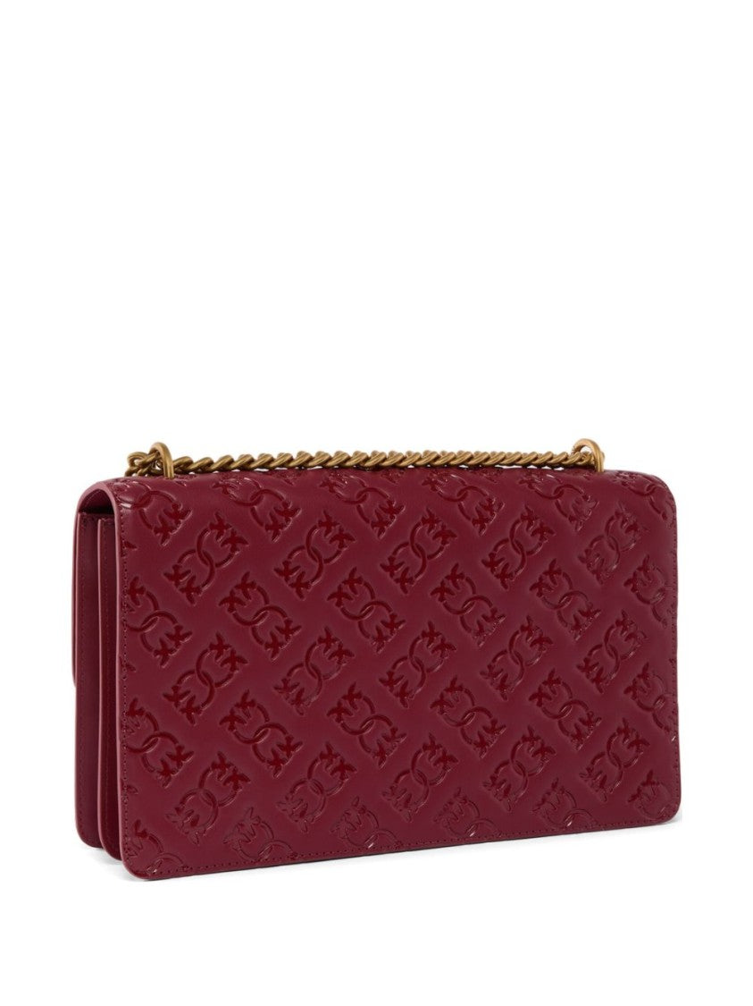 Pinko Bordeaux Shoulder Bag With Love Birds Buckle