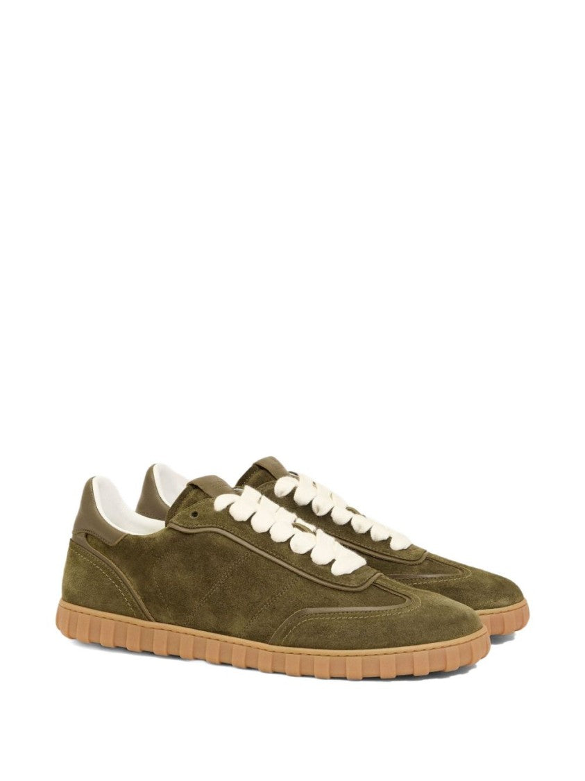Ami Paris Brown Olive Green Lace-Up Rubber Sneakers