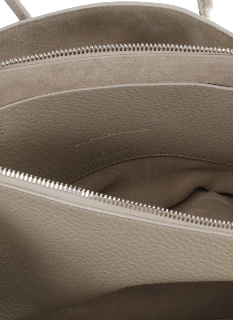 The Attico Ivory Textured Leather Tote Bag