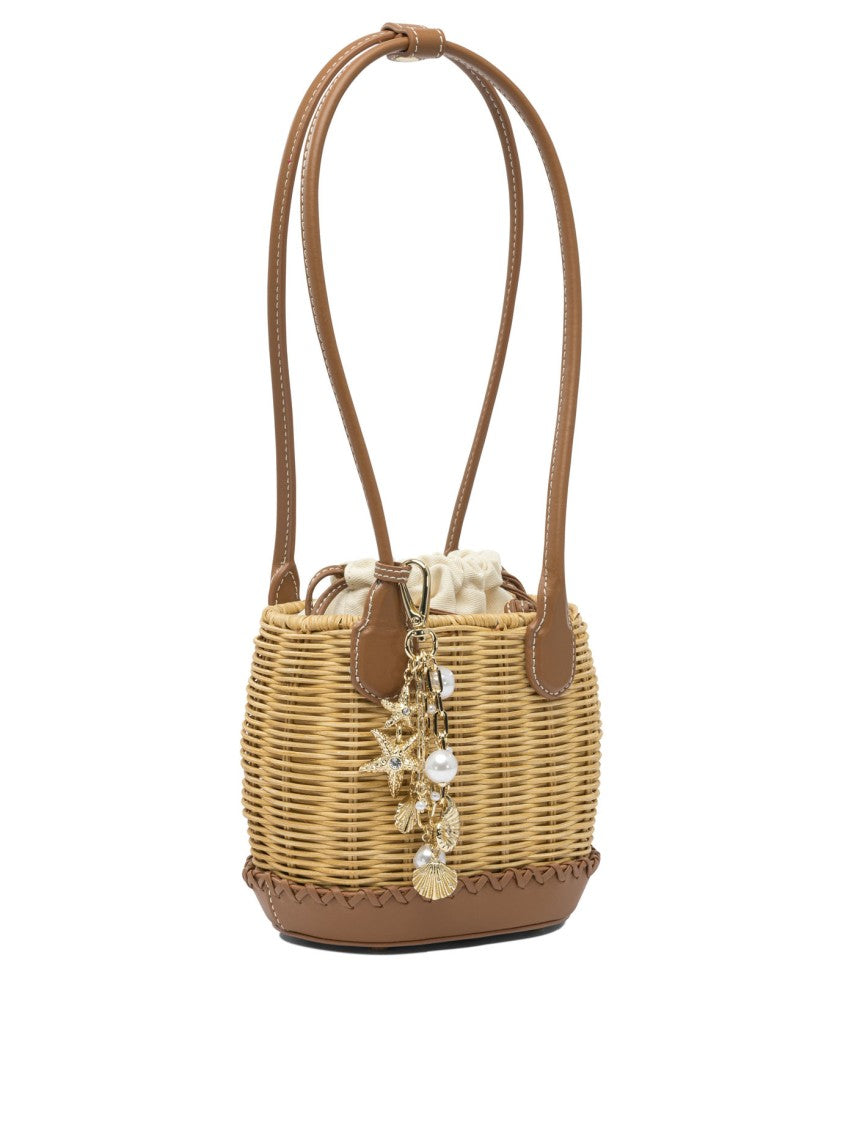 Self-Portrait Shoulder Bag With Rattan Pendant