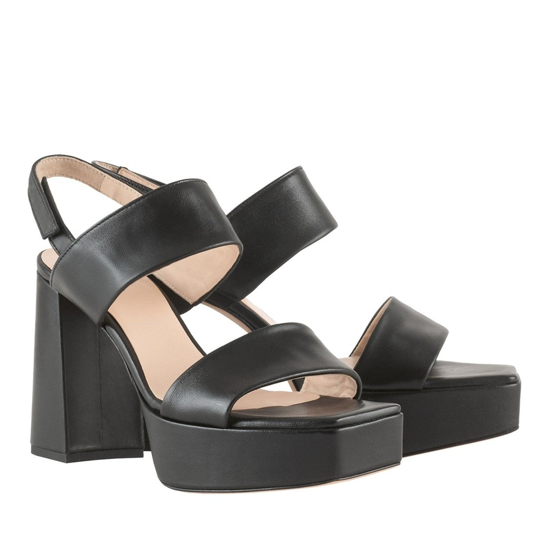 Högl Black Cindy High Block Heel Slingback Sandals