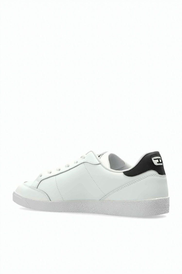 Diesel Low-Top White Sneakers With Contrasting Black Heel Tab