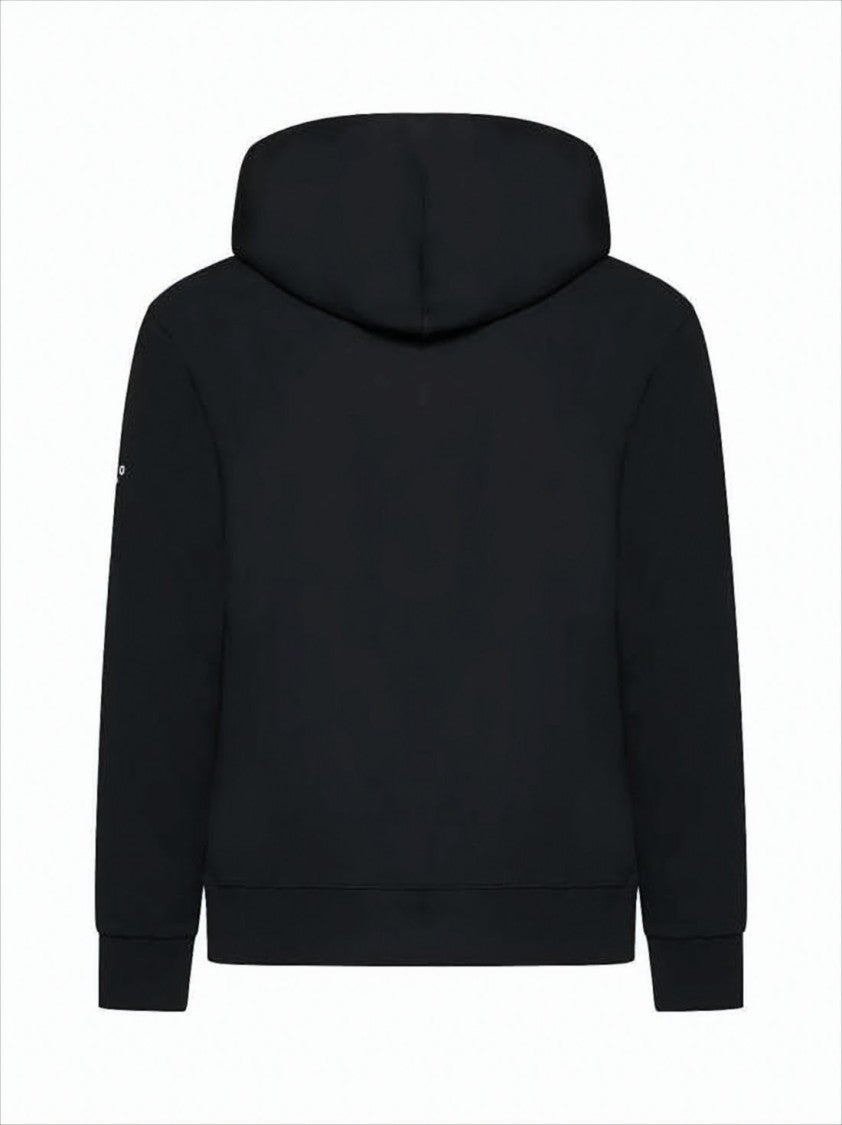 Kenzo Zip-Up Black Hoodie With Embroidered Logo And Kangaroo Pocket