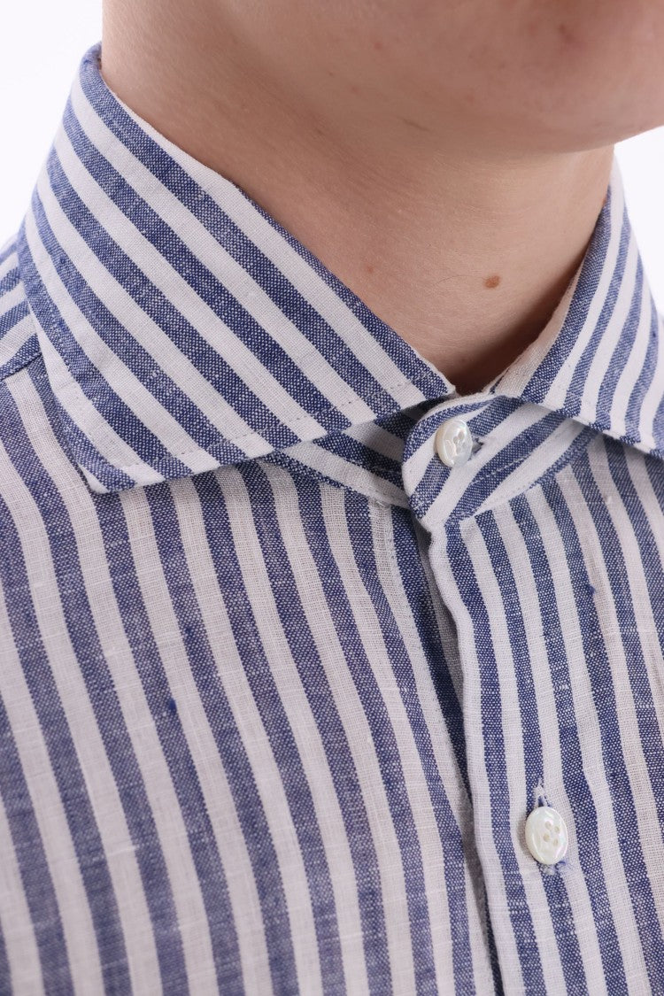Barba Dandylife Line Linen Tailored Stripe Shirt